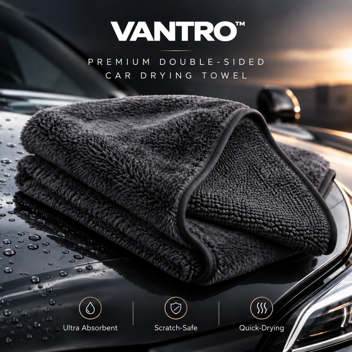 VANTRO™ Premium Double-Sided Car Drying Towel
